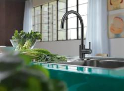 Franke Kuhinjska Pipa Eos Neo vrtljiva izliv brušena črna 115.0613.590