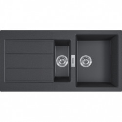 Franke Sirius 2 S2D 651 črna plastika 1,5 en in pol umivalnik z odcejevalnikom nadgradnja 100x50 143.0634.554