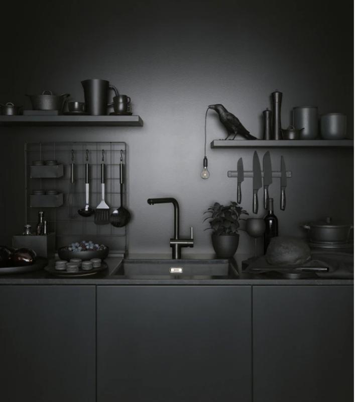 Franke ščetkana črna senzorska kuhinjska pipa Atlas Neo z vrtljivim izlivom 115.0625.525