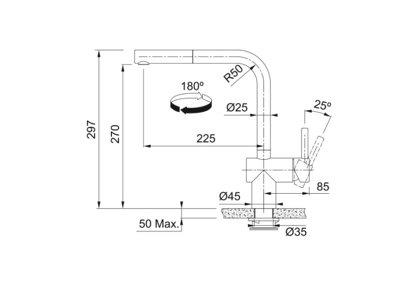 Franke krtačeni črni senzorski kuhinjski pipa Atlas Neo z izvlečno cevjo 115.0625.527