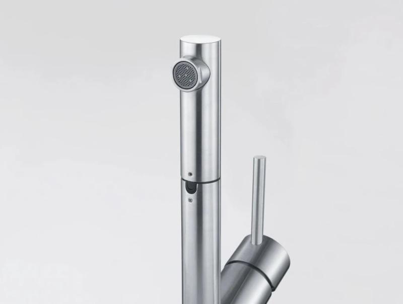 Franke Orbit masivna nerjaveča jeklena nizka kuhinjska pipa z izvlečno izlivno cevjo inox 115.0569.461