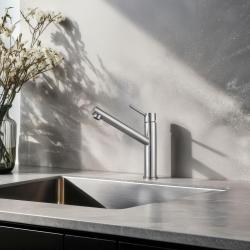 Franke Orbit masivna nerjaveča jeklena visoka kuhinjska armatura z vrtljivim izlivom inox 115.0600.928