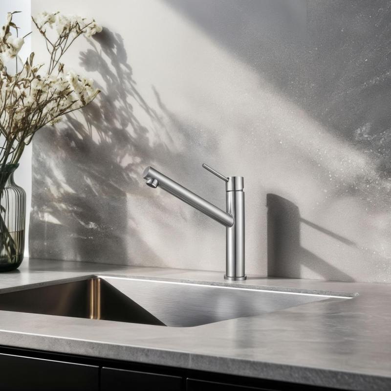 Franke Orbit masivna nerjaveča jeklena visoka kuhinjska armatura z vrtljivim izlivom inox 115.0600.928