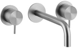 Waterevolution Flow 3-luknjasta vgradna pipa za umivalnik, v celoti iz nerjavečega jekla, z izlivom 10 cm T1163FIE-10