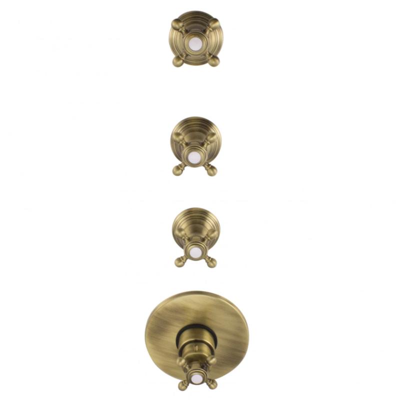 PB Classic nostalgična vgradna termostatska prha s 3 zapornimi ventili bronasta