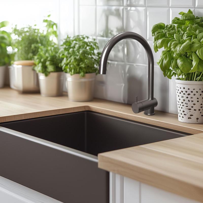 Waterevolution Flow kuhinjska pipa PVD Gun metal z izvlečno izlivno cevjo T155GME