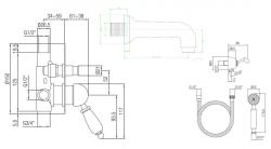 PB nostalgična vgradna kopalna armatura krom