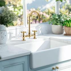 PB Nostalgijska Pipa za Kuhinjo iz Medenine, Naravna z Okroglim Izlivom in Zvezdnimi Ročaji 1208954669