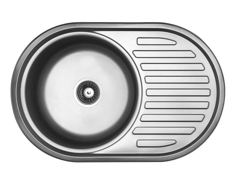 Ausmann Basic ronde gootsteen met afdruiprek RVS 77x50 cm inclusief sifon 1208955523