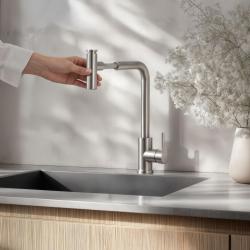 Quadri Cardiff kuhinjska armatura z izvlečno prho z 2 vrstama curka, nerjavno jeklo 1208955914