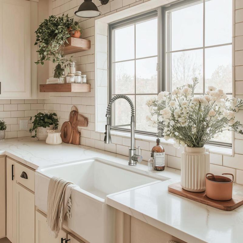 Quadri Derby kuhinjska mešalna pipa z gibljivim izlivom in prho z dvema vrstama curka, krom 1208955915