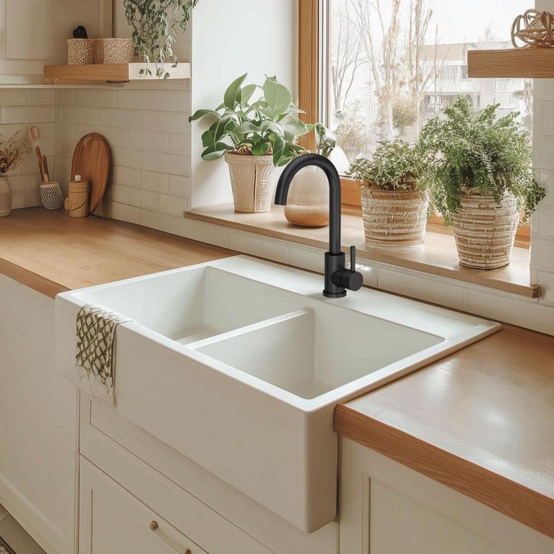 Quadri Coventry kuhinjska armatura mat črna z vrtljivim izlivom 1208956030