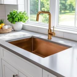 Quadri Stamford kuhinjska armatura PVD baker z vrtljivim kotnim izlivom 1208956099