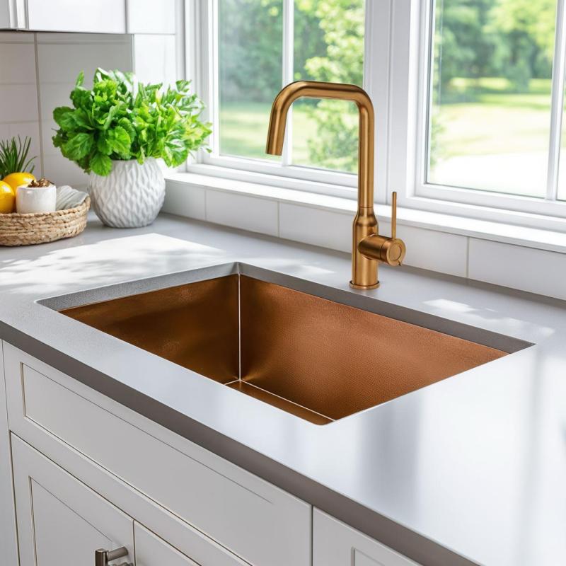 Quadri Stamford kuhinjska armatura PVD baker z vrtljivim kotnim izlivom 1208956099