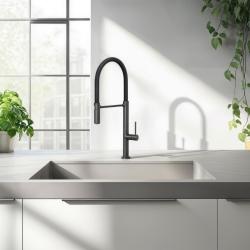 Quadri Brighton kuhinjska pipa gun metal s črno fleksibilno cevjo 1208956104