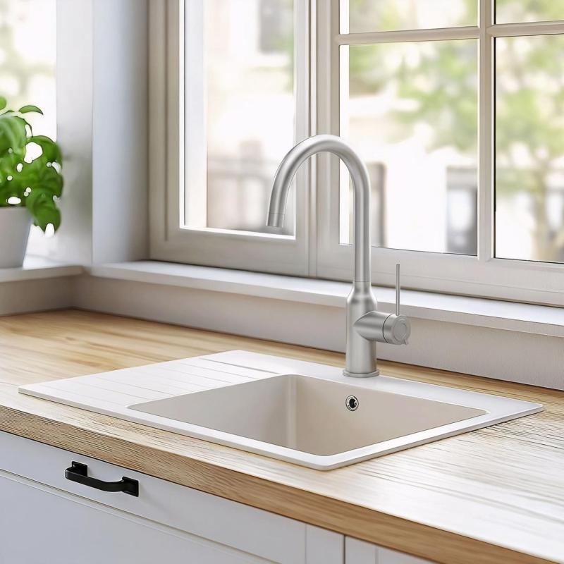 Quadri Stamford kuhinjska armatura iz nerjavečega jekla z vrtljivim okroglim izlivom 1208956109