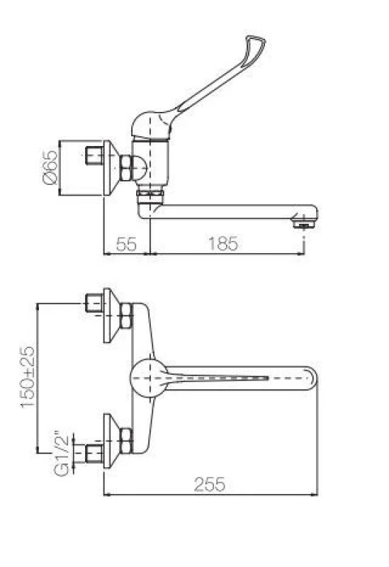 PB klinika stenska kuhinjska pipa za invalide z dolgo ročico krom 1208956271