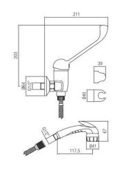 PB Clinic tuš pipa za invalide z dolgo ročico kromirana s pršno ročko 1208956283