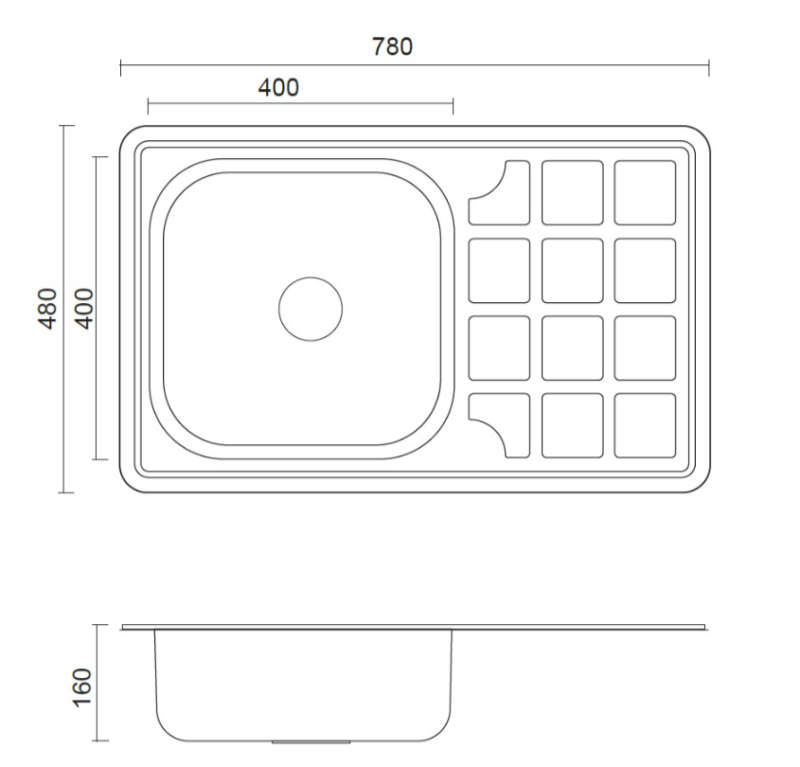 Aquadesign Basic RVS pomivalno korito z odcejalnikom, obojestransko, 74x48 cm, vgradno, 1208956286