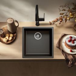 Črno korito 40x40 cm za vgradnjo, nadgradnjo in ravno vgradnjo z nerjavečim čepom 1208956390