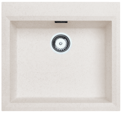 Zandkleurige ingebouwde spoelbak 58x53cm met kraangatbank en roestvrijstalen plug 1208956773