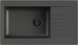 Ausmann Fibre veliko črno plastično pomivalno korito, obrnljivo z odcejevalnikom 86x50 cm, s črnim zamaškom 1208956781