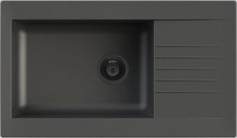 Ausmann Fibre veliko črno plastično pomivalno korito, obrnljivo z odcejevalnikom 86x50 cm, s črnim zamaškom 1208956781