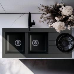 Ausmann Fibre dubbele zwarte kunststof spoelbak omkeerbaar met afdruip opbouw 116x50 cm 1208956787

Ausmann Fibre dvojno črno plastično pomivalno korito, obojestransko z odcejalnikom, nadgrad