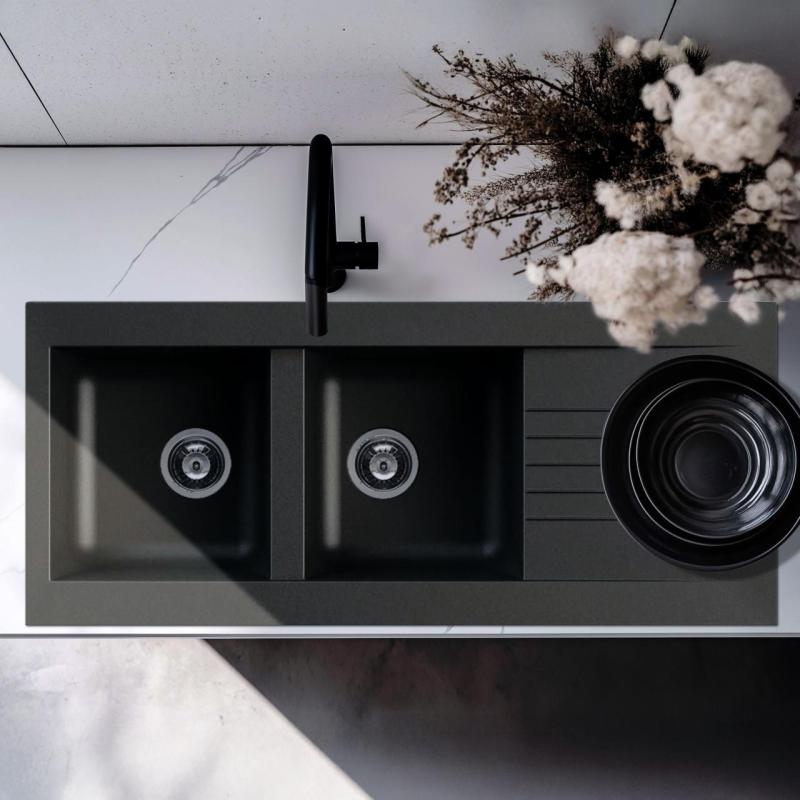 Ausmann Fibre dubbele zwarte kunststof spoelbak omkeerbaar met afdruip opbouw 116x50 cm 1208956787

Ausmann Fibre dvojno črno plastično pomivalno korito, obojestransko z odcejalnikom, nadgrad