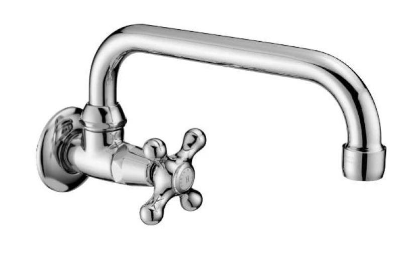 PB klasična stenska fontanska pipa z zvezdastim ročajem za hladno vodo in vrtljivim izlivom bron 1208956897