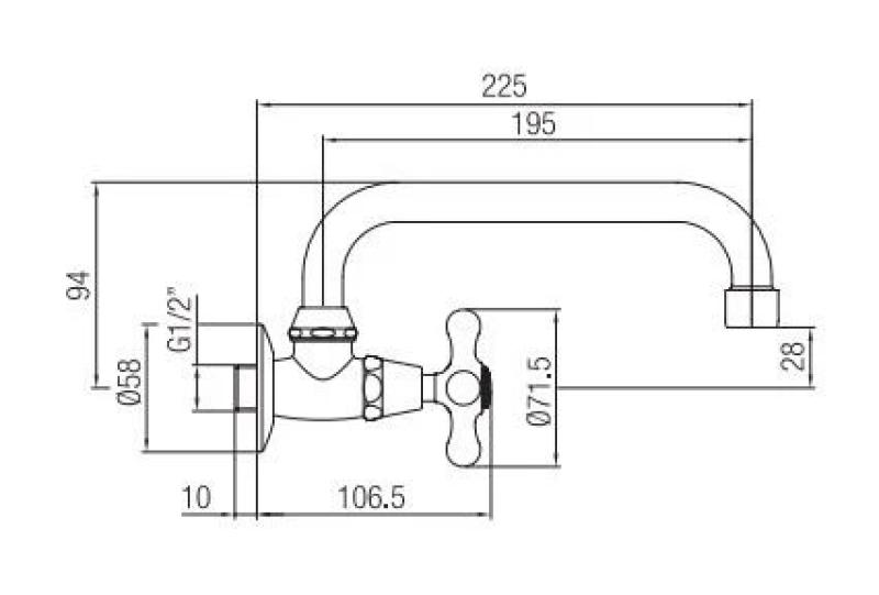 PB klasična stenska fontanska pipa z zvezdnim gumbom za hladno vodo in vrtljivim izlivom inox 1208956898