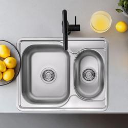 Ausmann Basic inox 1,5 nadgradni pomivalno korito, obrnljivo, 63x50 cm, vključno s sifonom 1208956969