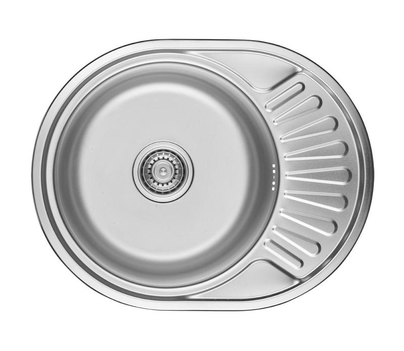 Ausmann Basic inox opbouw spoelbak met afdruip omkeerbaar 57x45 cm inclusief sifon 1208956973