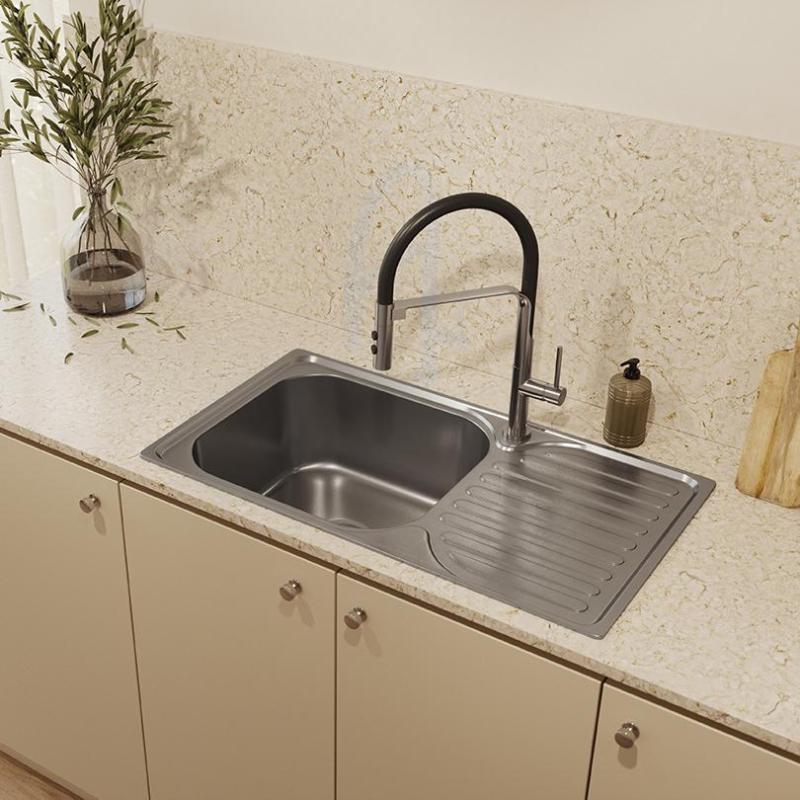 Ausmann Basic inox nadgradna pomivalna korita z odcejalnikom, obojestranska, 76x42 cm, vključno s sifonom 1208956978