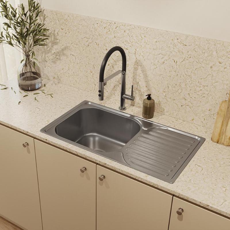 Ausmann Basic inox nadgradna pomivalna korita z odcejalnikom, obojestranska, 76x42 cm, vključno s sifonom 1208956978