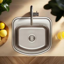 Ausmann Basic inox nadpultno korito 49x47 cm s polico za pipo, vključno s sifonom 1208956997