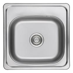 Ausmann Basic roestvrijstalen inbouw spoelbak 48x48 cm met kraangatbank inclusief sifon 1208957000