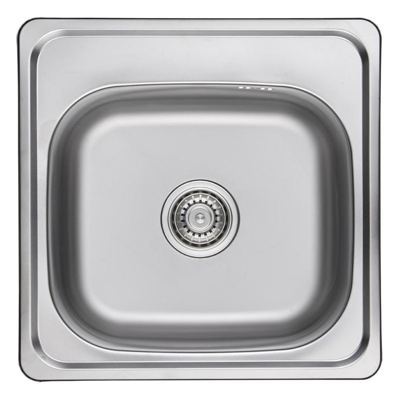 Ausmann Basic roestvrijstalen inbouw spoelbak 48x48 cm met kraangatbank inclusief sifon 1208957000