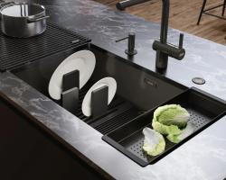 Franke Mythos meesterwerk zwart bodemrek en afwasafdruiprek 676x401mm 112.0676.895