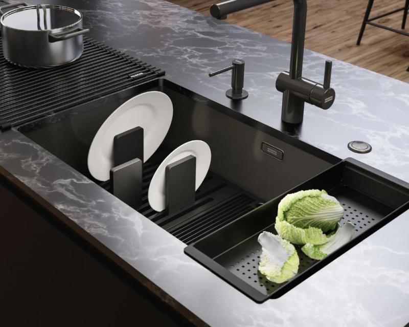 Franke Mythos meesterwerk zwart bodemrek en afwasafdruiprek 676x401mm 112.0676.895