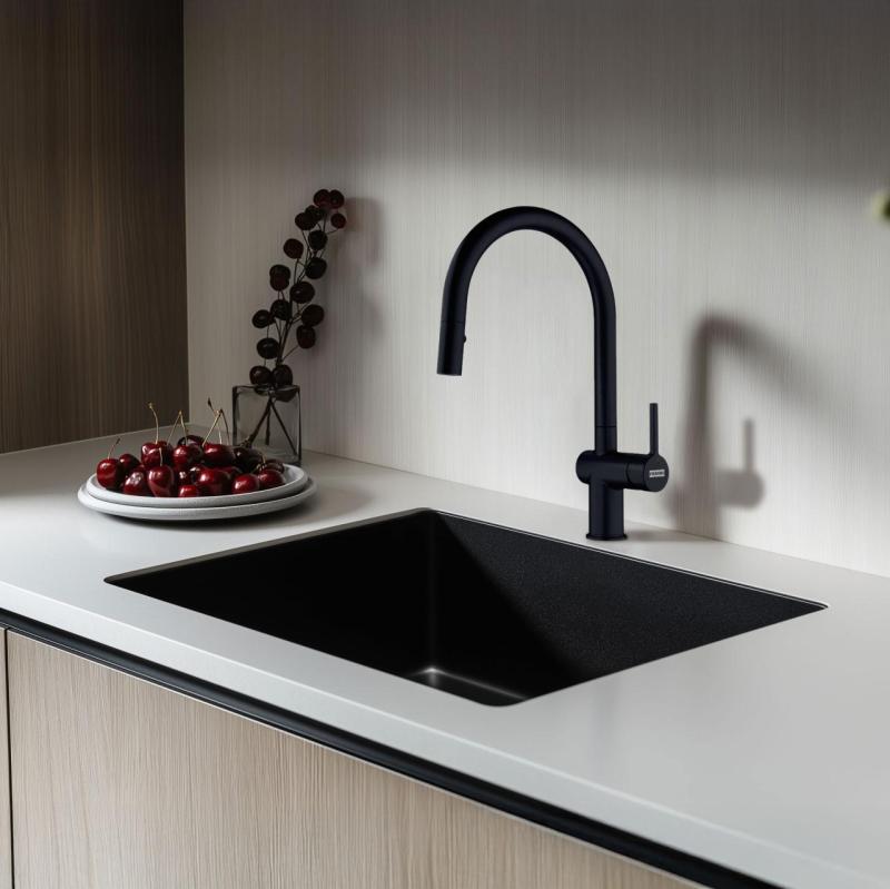 Franke Active J mat črna kuhinjska pipa z izvlečno prho 115.0653.404