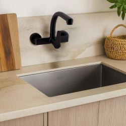 AquaTrimo Chopin kuhinjska stenska pipa z zgornjim izlivom mat črna 21CP7073SW