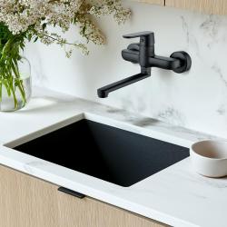 AquaTrimo Chopin črna stenska pipa s spodnjim izlivom 235 mm 21CP7075SW