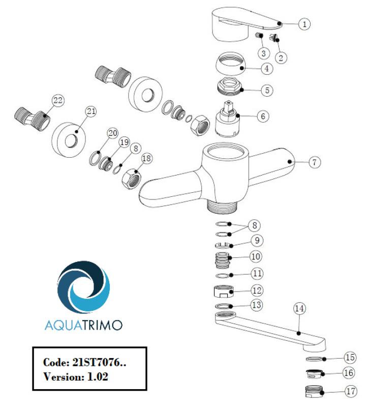 AquaTrimo Schubert enoročna kuhinjska stenska pipa krom 21ST7076CM