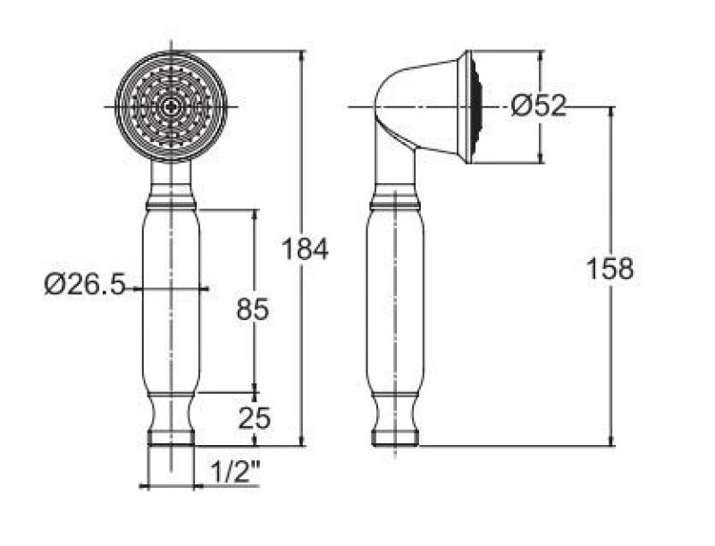 PB klasična bronasta ročna prha z belim ročajem 1208957104