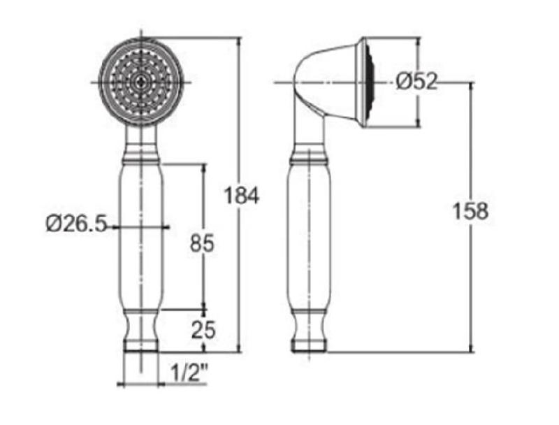 PB klasična ročna prha iz nerjavečega jekla z belim ročajem 1208957105
