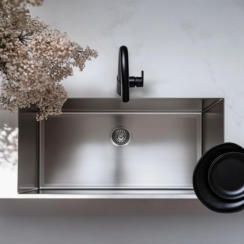 Ausmann Oder velika nerjaveča posoda 74x40cm za ravno vgradnjo, podgradnjo in nadgradnjo, zelo globoka 22cm 1208957114