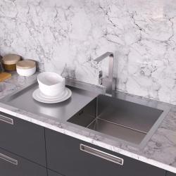 Ausmann Oder Blue grote roestvrijstalen spoelbak 100x51cm vlakbouw en opbouw met afdruipgedeelte 1208957123