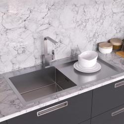 Ausmann Oder Blue grote roestvrijstalen spoelbak 100x51cm vlakbouw en opbouw met afdruipgedeelte 1208957124