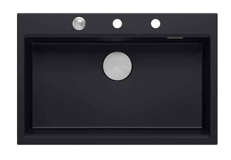 Quadri mat črna trda kamnita granitna vgradna velika pomivalno korito 76x50cm vključno s priborom 1208957201